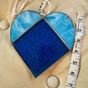 Blue Heart Stained Glass Suncatcher